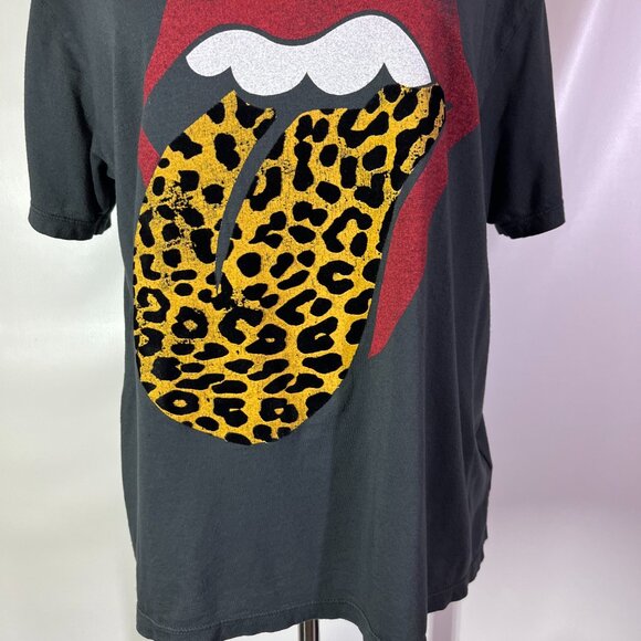 Daydreamer for Free People Size M Rolling Stones Flocked Leopard Tongue Graphic - Picture 11 of 11